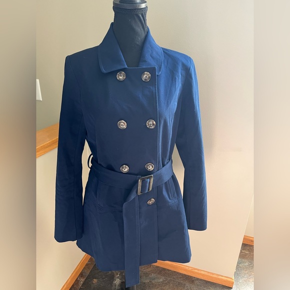 Women’s 41 Hawthorn Crue blue belted double breasted trench jacket. Size medium. - Picture 1 of 12